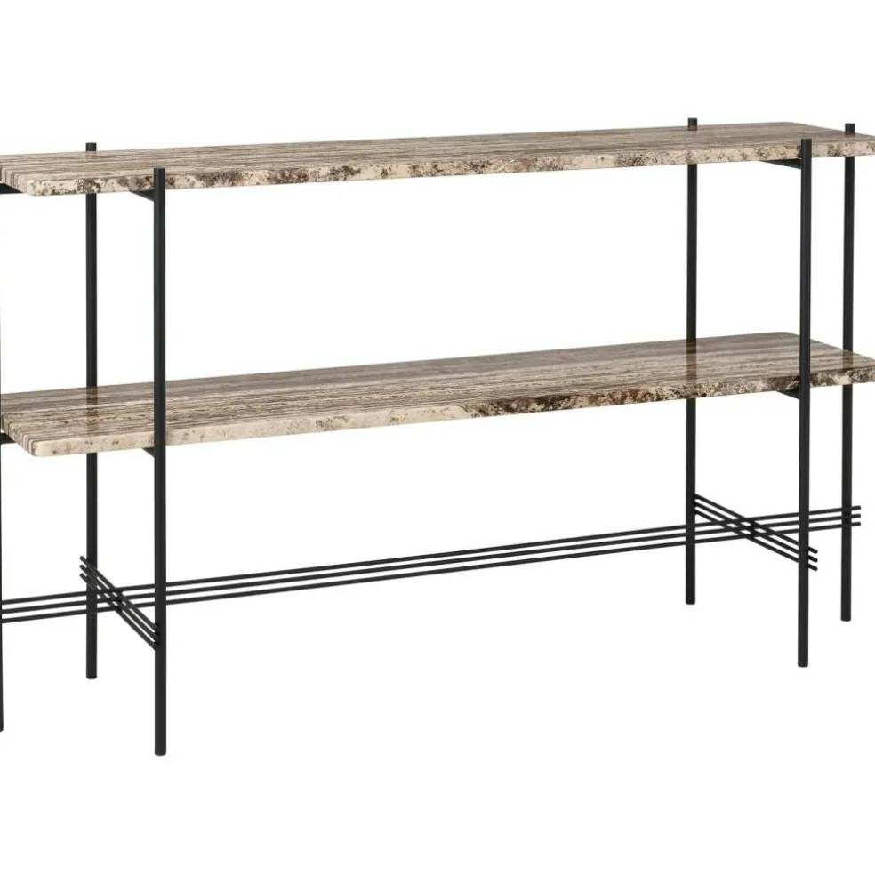 TS Console Sidobord 120x30x72 cm, Polerat Stål / Vit Carraramarmor