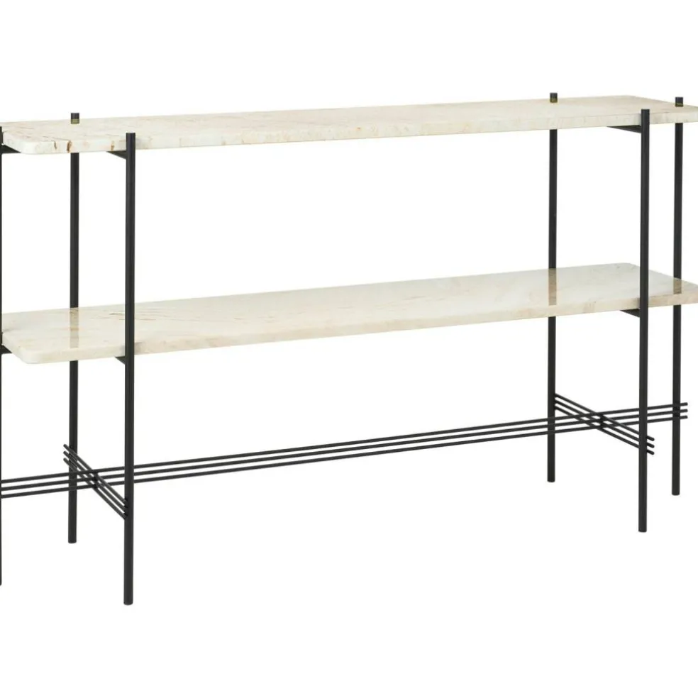 TS Console Sidobord 120x30x72 cm, Polerat Stål / Vit Carraramarmor