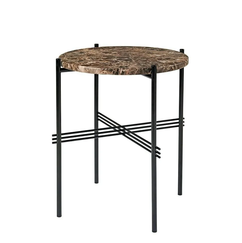 TS Sidobord 40 cm, Svart / Brun Emperadormarmor
