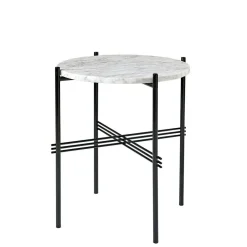 TS Sidobord 40 cm, Svart / Vit Carraramarmor