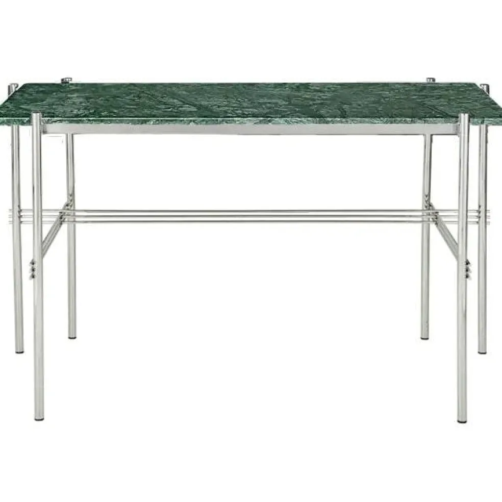 TS Skrivbord 60x120 cm, Polerat Stål / Vit Carraramarmor