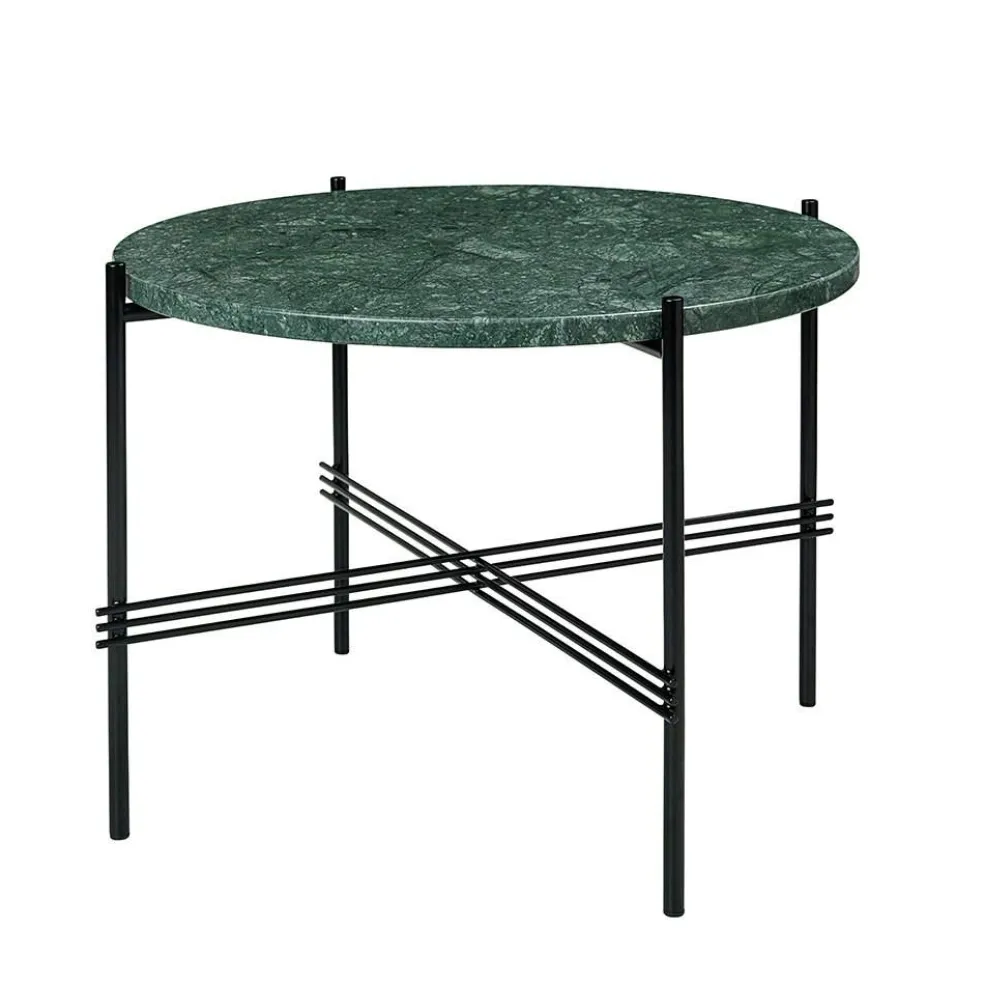 TS Soffbord 55 cm, Polerat Stål / Grön Guatemalamarmor