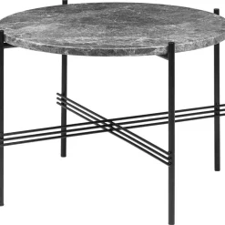 TS Soffbord 55 cm, Polerat Stål / Grå Emperadormarmor