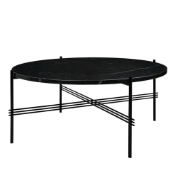 TS Soffbord 80 cm, Polerat Stål / Svart Marquinamarmor
