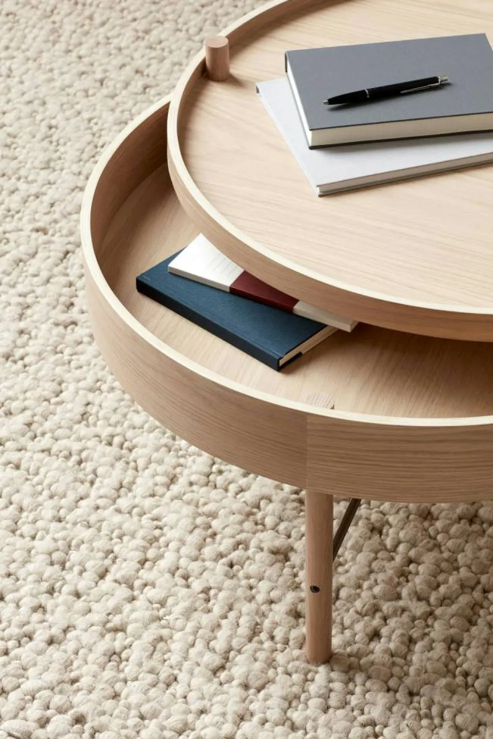 Turning Bord, White Oak ø65 cm