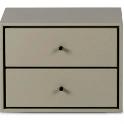 Volt Vägghängt Sängbord 2 Lådor, Beige/Svart
