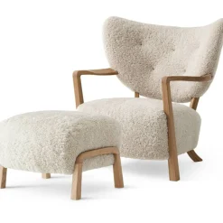 Wulff ATD2 Loungefåtölj + Fotpall, Valnöt/Sheepskin Moonlight